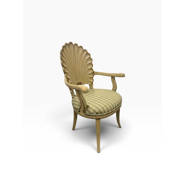 Hollywood Regency Vintage Italian Venetian Grotto Hollywood Regency Style Carved Shell Back Armchair For Sale - Image 3 of 14