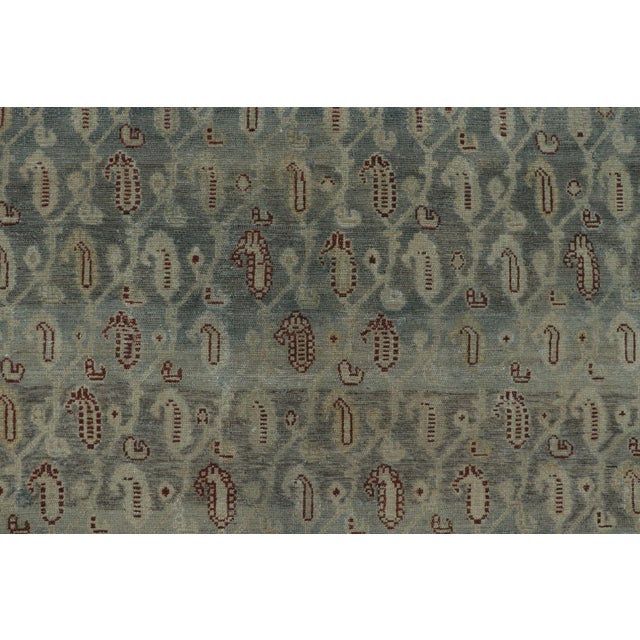 Traditional Antique Distressed Malayer Runner With Paisley Grid in Green Hues - Rug & Kilim For Sale - Image 3 of 9