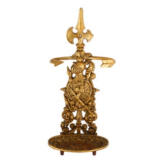 French Gilded Cast Iron Umbrella Stand, 1950s For Sale