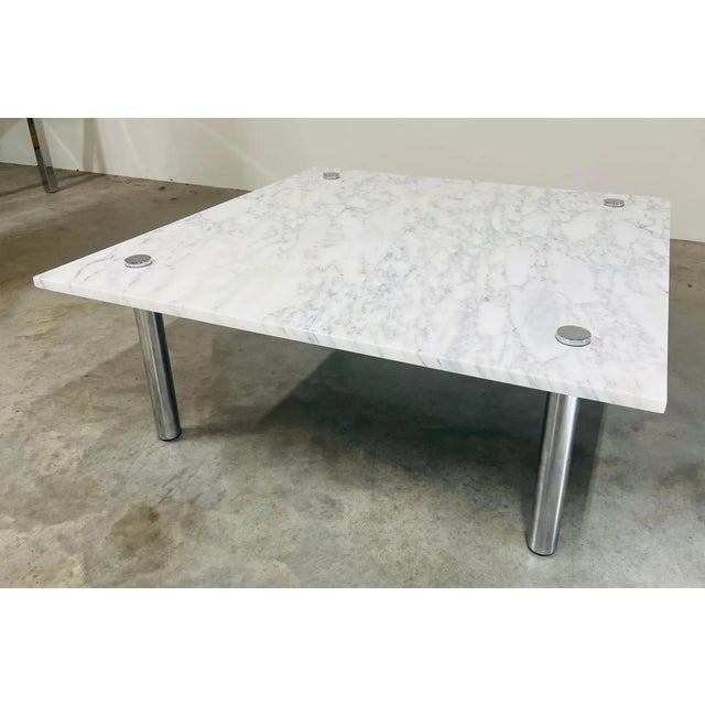 Douglas Kelly, Ross Littell and William Katavolos Mid-Century Carrara Marble Square Cocktail Table in the Manner of Katavolos For Sale - Image 4 of 10