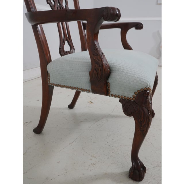 Wood Pair Hickory White Ball & Claw Mahogany Chippendale Armchairs For Sale - Image 7 of 18
