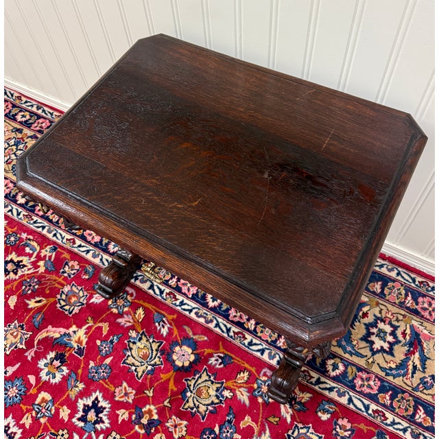 Antique French Oak Renaissance Revival Library Dolphin Table Desk C. 1880s For Sale - Image 12 of 18