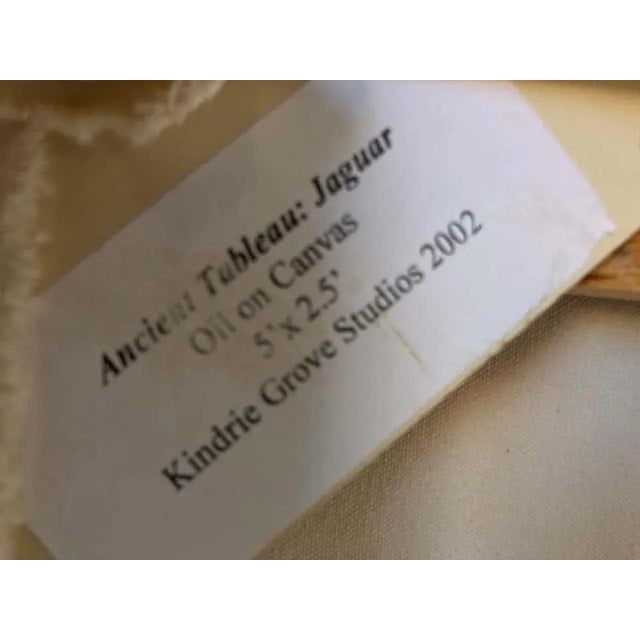 Textile Kindrie Grove Monumental Mayan Jaguar Oil on Canvas Painting, 2002 For Sale - Image 7 of 15