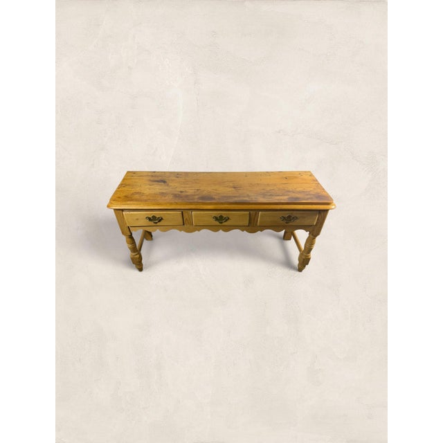 Late 19th Century Late 19th Century English Antique Victorian Pine Three-Drawer Console Table For Sale - Image 5 of 7