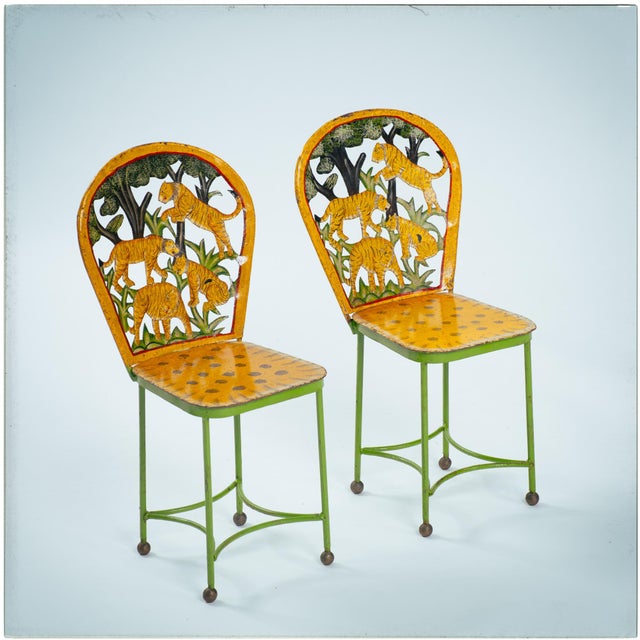 Hand-Painted Children's Garden Seating Set, India, 1980s, Set of 5 For Sale - Image 16 of 18