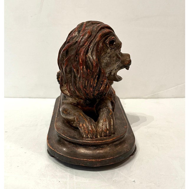 Silver Gilded Reclining Lion Sculpture For Sale - Image 4 of 7