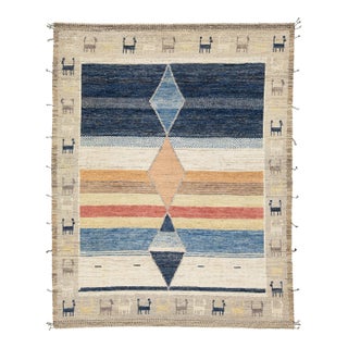 Modern Handmade Moroccan Style Wool Rug With Multicolor Designed For Sale