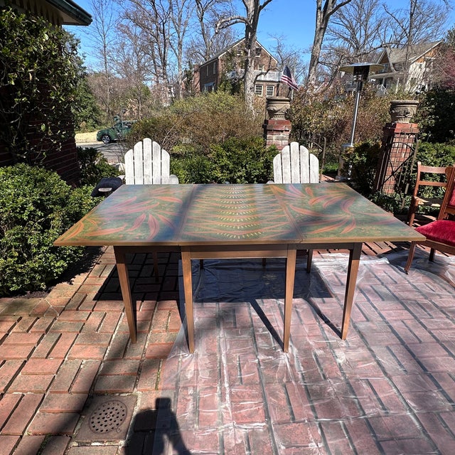 Wood Mid 20th Century Artist Painted Drop Leaf Henkel Harris Table For Sale - Image 7 of 12