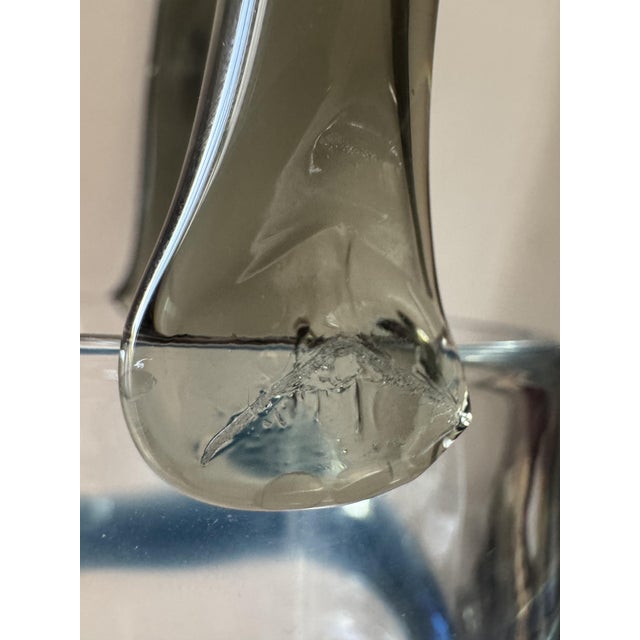 Postmodernist Smoked & Cobalt Blue Murano Glass Ice Bucket with Sculptural Waves, 1980s For Sale - Image 3 of 8