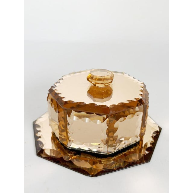 Art Deco Pink-Tinted Glass Box with Saucer, France, 1940s For Sale - Image 6 of 12