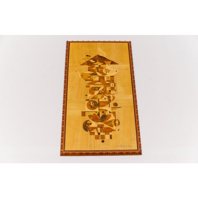 Mid-Century Modern Rene Berg, Wooden Inlays Art, 1975, Beech, Teak and Wood For Sale - Image 3 of 9