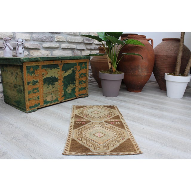 Coffee Vintage Turkish Kitchen Rug - 16"x32" For Sale - Image 8 of 10