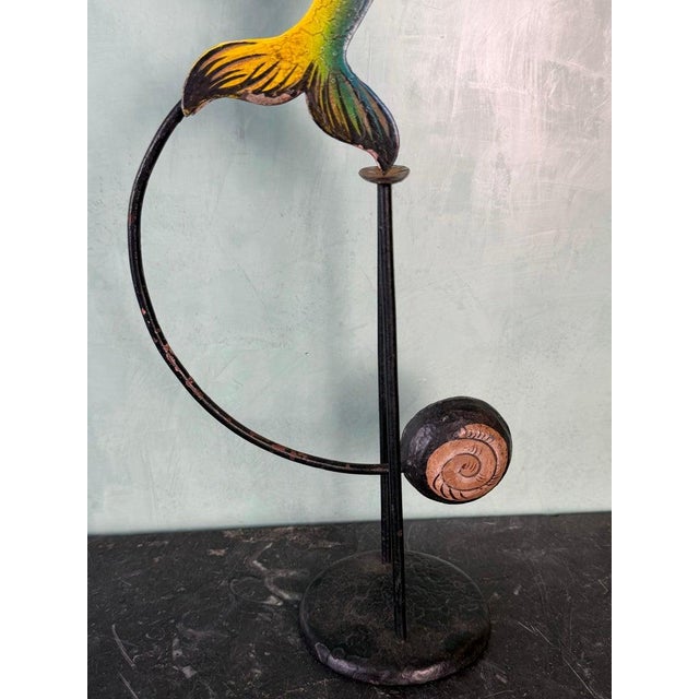 Mid 20th Century Vintage Folk Art Dolphin Rider Balancing Kinetic Sculpture For Sale - Image 5 of 9