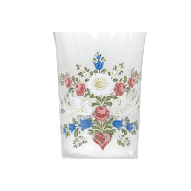 Late 20th Century Italian Hand Painted Floral Shot Glasses - Set of 4 For Sale - Image 4 of 7