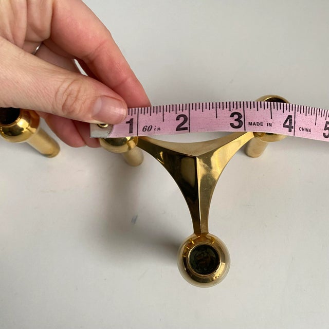 Mid Century Nagel Candle Holders in Brass a Pair MCM Vintage 1960s For Sale - Image 10 of 12