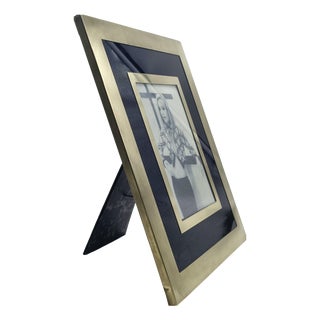 Brass and Lacquered Metal Picture Frame, Italy, 1970s For Sale