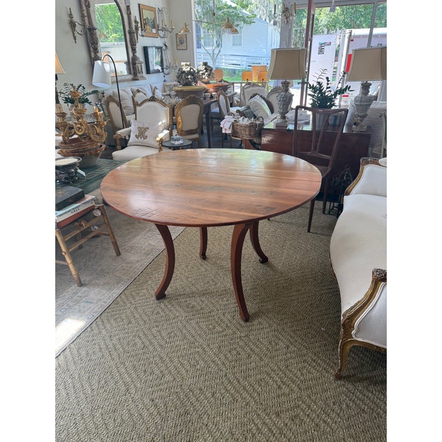 Mid 20th Century Neoclassical Oval Cherry Dining Table With Extension For Sale - Image 9 of 10