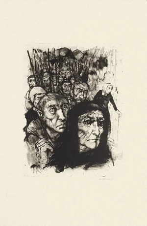Figures - Original Black and White Etching by Michel Ciry - Mid-20th Century 1964