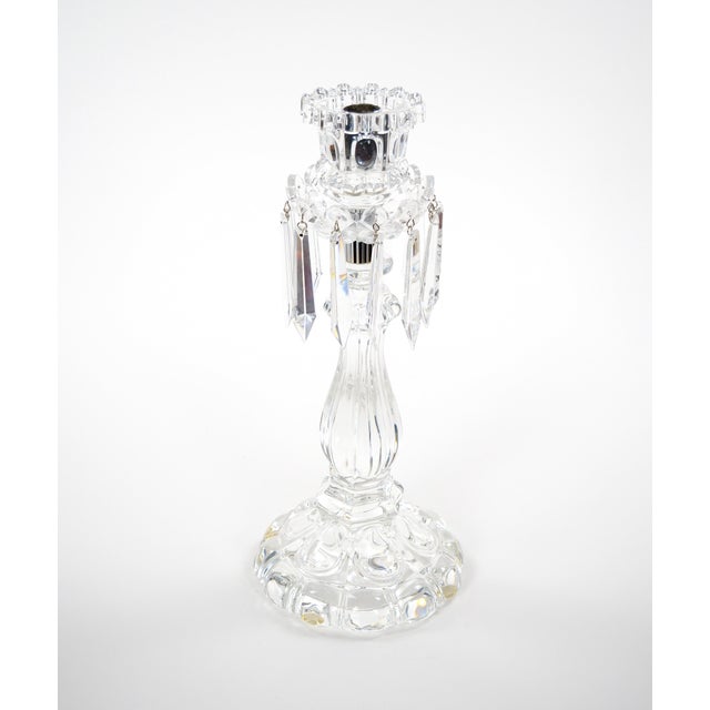 Tall Antique Signed Saint-Louis Cut Crystal Lustres Candlestick With Shade For Sale In New York - Image 6 of 13
