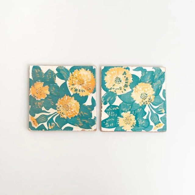 Spanish Decorative Ceramic Tiles of Casa Vicens by Antoni Gaudí, 1888, Set of 2 For Sale - Image 3 of 13