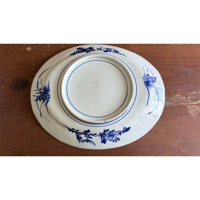 Antique Japanese Blue and White Porcelain Oval Serving Platter, Meiji Period, Circa 1870s–1900s For Sale - Image 11 of 12