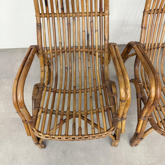 Vintage Italian Chairs and Coffee Table in Wicker, 1970s, Set of 3 For Sale - Image 13 of 18