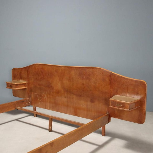 Vintage Double Bed in Maple Burl Veneer, 1950s For Sale - Image 3 of 9