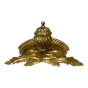 Antique Rococo Louis XIV Brass Fountain Pen Inkwell