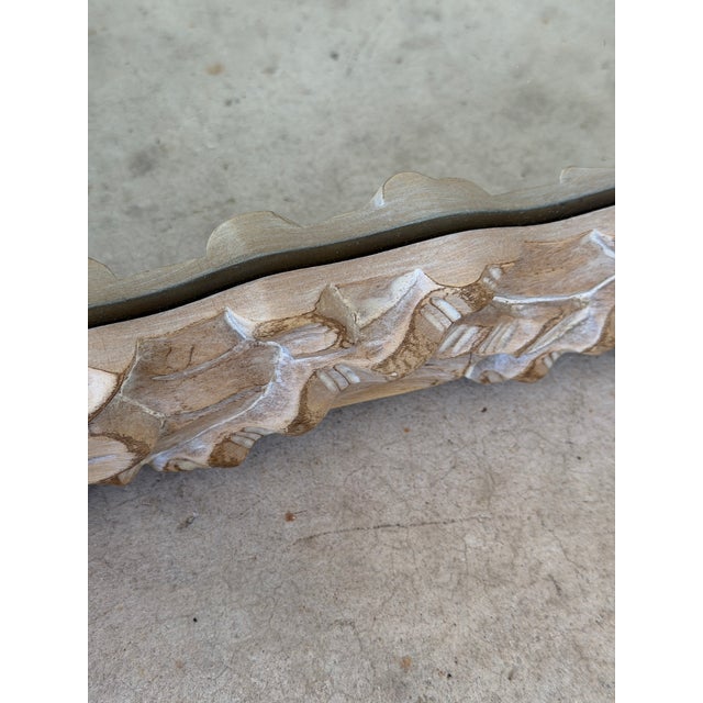 Vintage Carolina Mirror Carved Palm Leaf Wall Mirror – Coastal Organic Modern For Sale - Image 11 of 12