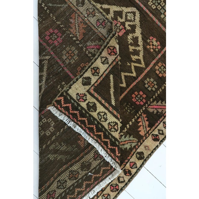 Vintage Turkish Handmade Brown Rug- 3′1″ × 4′8″ For Sale - Image 12 of 13
