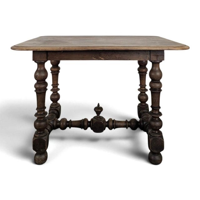 Brown Louis XIII Oak Table with Baluster Legs and H-Shaped Stretcher For Sale - Image 8 of 8