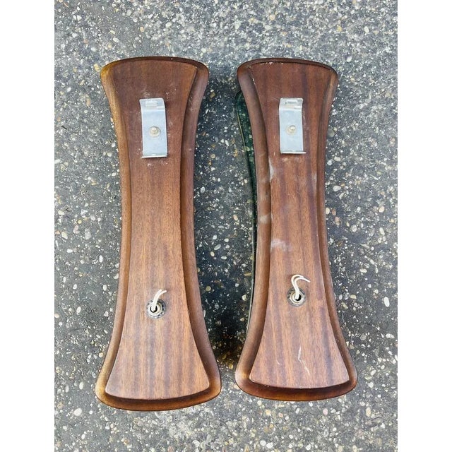Danish Wall Lights in Rosewood and Crystal, Set of 2 For Sale - Image 9 of 10