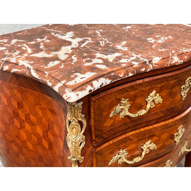 Antique French Marble Top Bombe Commode For Sale - Image 9 of 10