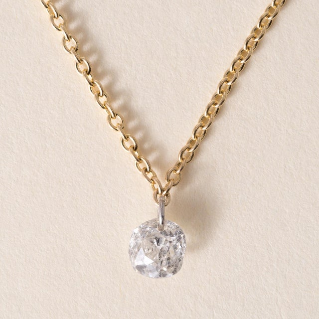 Floating Diamond Necklace 18K Gold Chain with Platinum Wire Wrap This elegant minimalist necklace features a repurposed...
