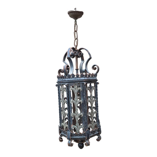 Antique Mediterranean Style Iron Lantern For Sale