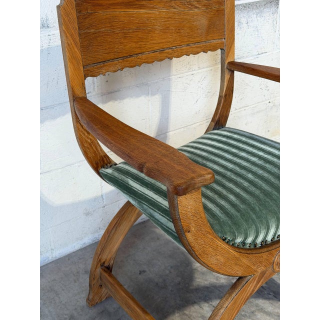 In Style of Henning Kjærnulf Brutalist Oak Kurul Armchair Danish Mid-Century Modern 1960s For Sale - Image 4 of 11