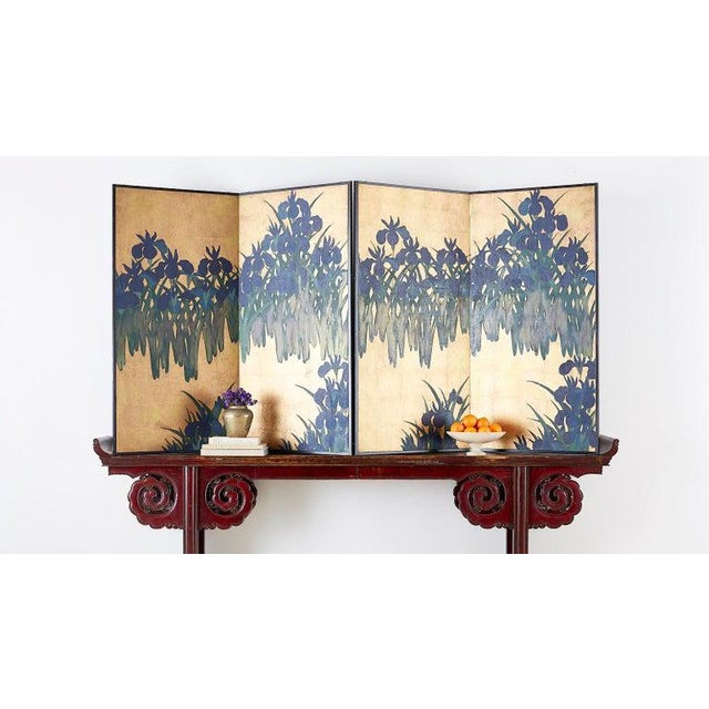Japanese Iris Screens on Gilt After Ogata Korin a Pair Chairish