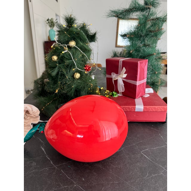Red Glossy Ceramic Balloon Wall Sculpture -Medium Size For Sale In New York - Image 6 of 9