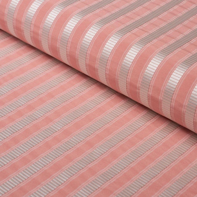 Schumacher Schumacher Lincoln Small Stripe Fabric In Pink For Sale - Image 4 of 5