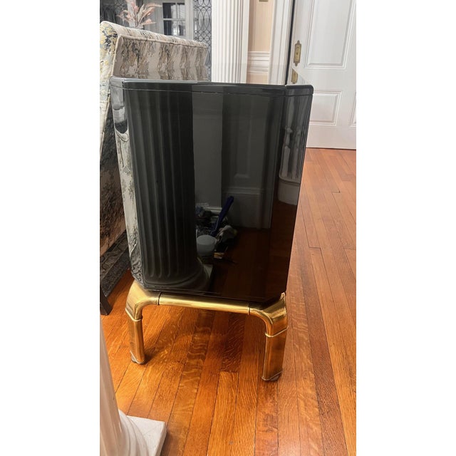 1970s 1970s John Widdicomb Black Lacquered Credenza With Brass Hardware For Sale - Image 5 of 12