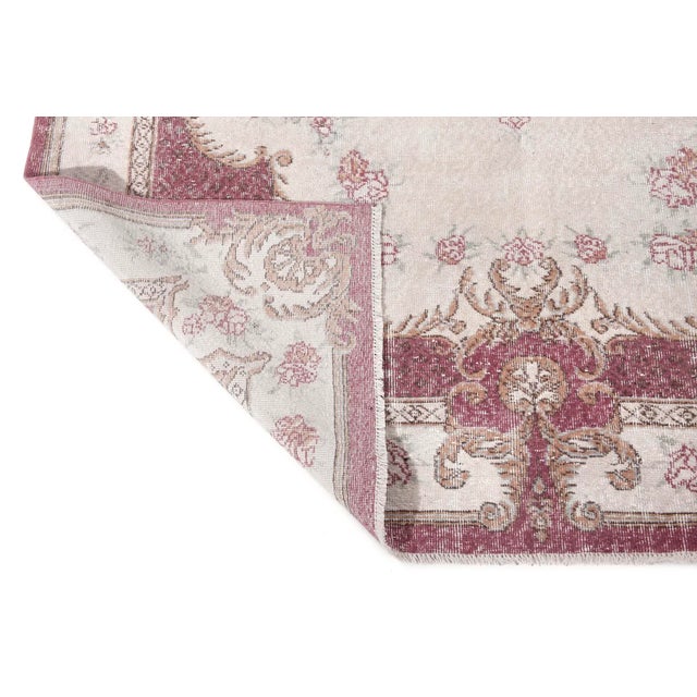 Mid 20th Century 1960s Vintage Distressed Oushak Rug - 6′7″ × 10′11″ For Sale - Image 5 of 6