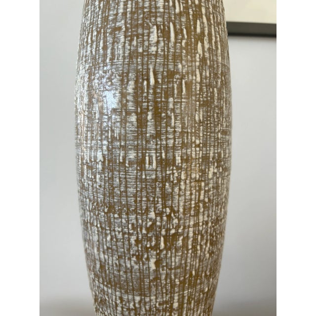 Wood Extra Tall Design Technics Ceramic Lamp For Sale - Image 7 of 10