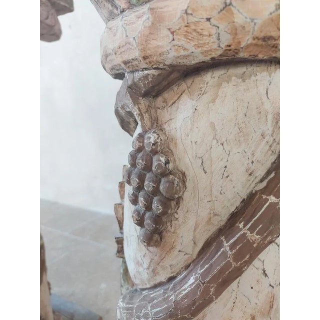 Cream Italian Carved Wooden Pedestals, Set of 2 For Sale - Image 8 of 12