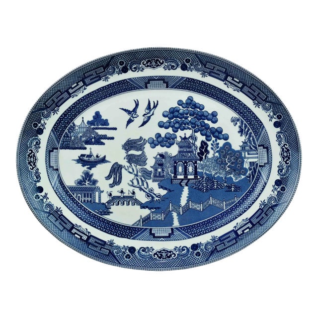Late 20th Century Blue Willow Design Serving Platter by Johnson Brothers For Sale