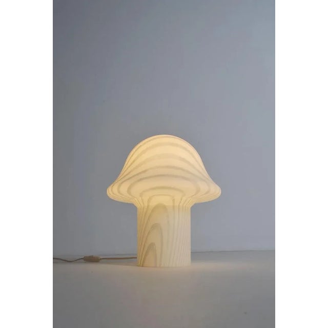 Vintage XL'mushroom' table lamp manufactured by Peill & Putzler in the 1970s. This lamp is made in one piece from opal...