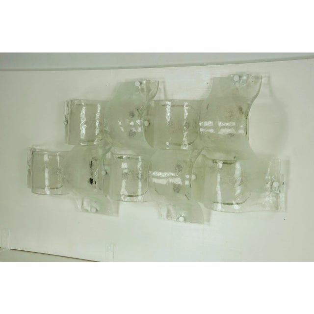 Postmodern Panel of 9 Sconces in Pulegoso Murano Glass, Mazzega 1970s ...