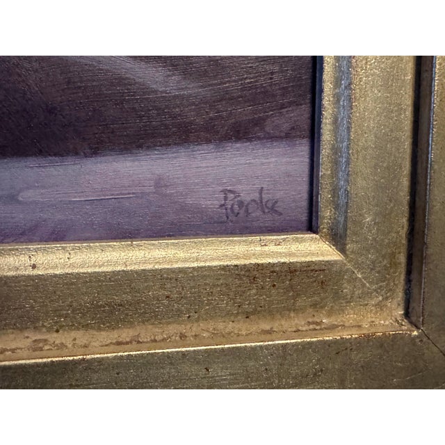 2000 - 2009 2007 Marty Poole Silver Framed Oil Painting on Artist Board December Lights For Sale - Image 5 of 7