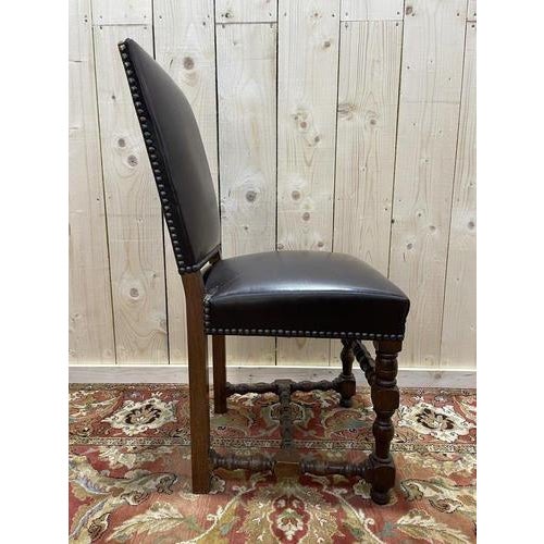 Gold Louis XIII Leather Chairs, Set of 4 For Sale - Image 8 of 10