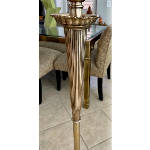 Vintage French Directoire Style Solid Brass & Marble Floor Lamp For Sale - Image 9 of 16