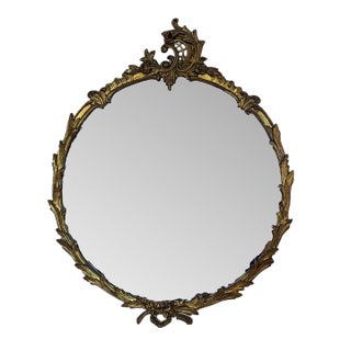 1930s Round Giltwood Mirror For Sale